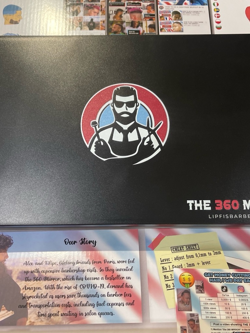 THE 360 Mirror by - Black Mirror with Red & Blue Logo